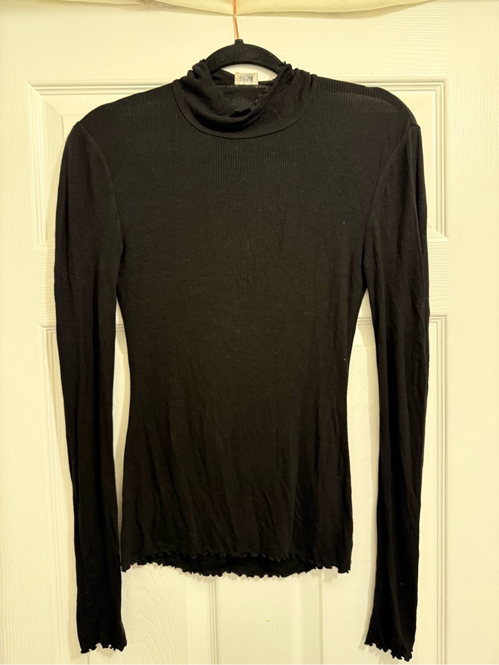 Wilfred for Aritzia Black Ribbed Mock-Neck Long Sleeve Top Size XS